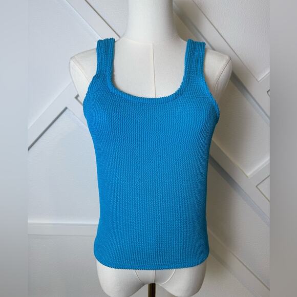 NWOT Free People Araminta James The Lolita Crinkle Top Azure Blue Size Medium - Picture 2 of 12